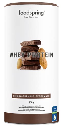foodspring Whey Protein Pulver Schoko-Erdnuss – Mit 24g Eiweiß zum Muskelaufbau, perfekte Löslichkeit, aus Weidemilch, reich an BCAAs & EAAs - 750g