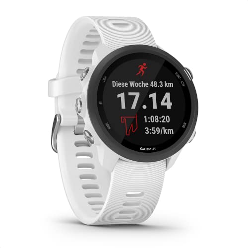 Garmin Forerunner 245 Music – 20 mm, GPS-Laufuhr mit Offline Musikwiedergabe, individuellen Trainingsplänen und speziellen Lauffunktionen. 1,2“ (3 cm) Farbdisplay,Akkulaufzeit bis zu 7 Tage, Weiß