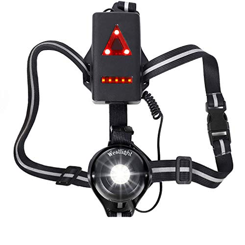 WESTLIGHT Lauflicht, wiederaufladbare USB LED Lauflampe Sport, wasserdicht, Leichtgewichtige Lampe zum Laufen, 500 Lumen, Einstellbarer Abstrahlwinkel, perfektes Licht zum Joggen, Angeln