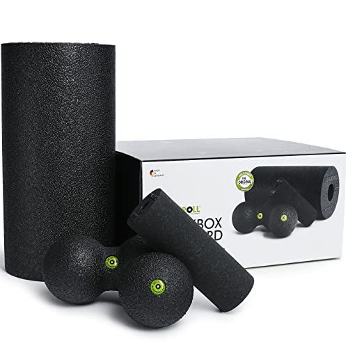BLACKROLL® BLACKBOX Faszienrolle Set für die Selbstmassage: Set mit Faszienrollen STANDARD und MINI sowie mit Faszienball BALL 08 und DUOBALL 08. Faszien-Set für effektives Training, Made in Germany