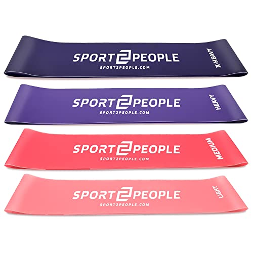 sport2people Mini Loop Resistance Bands mit Free E-Books – 4pack Fitnessband Set, Gymnastikband, Booty Band - Fitnessbänder, Fitness Band, Trainingsband, Widerstandsband, Physiotherapie Geräte