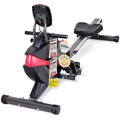 SportPlus Rudergerät für zuhause klappbar - Extra leises Magnetbremssystem mit 8 Widerstandsstufen, Rudermaschine 8kg Schwungmasse - Designed in Germany - optional App Kompatibilität