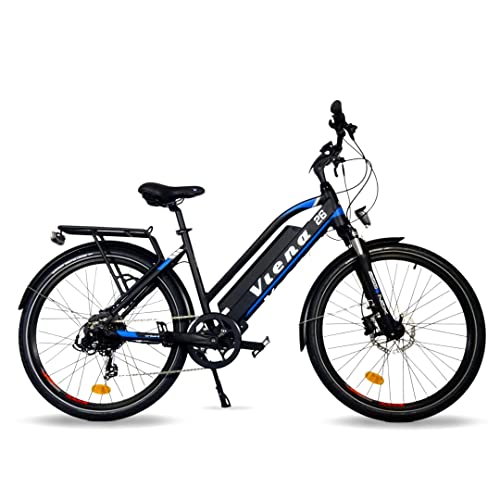 URBANBIKER Trekking E Bike Viena Blau 26'. Motor 250W, herausnehmbarer Lithium Akku 840 WH (48v 17,5Ah), für Damen und Herren, All Terrain E-Bike