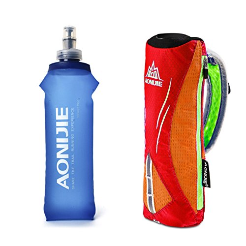 Geila Handheld Trinkflasche zum Laufen, 17 oz Handheld Trinkflasche mit Trageriemen, BPA Sport Soft Flasche (orange)