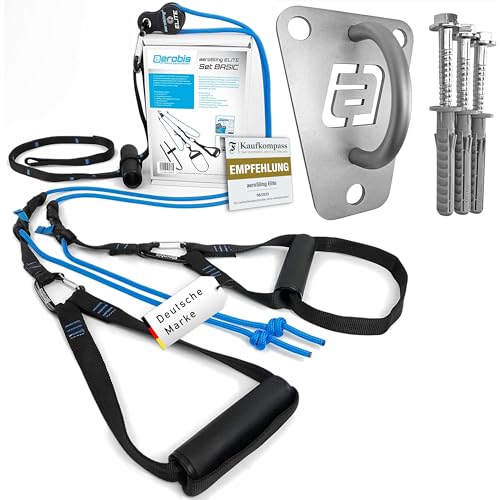 aeroSling Elite Schlingentrainer Set Basic | Sling Trainer Ganzkörpertraining mit Umlenkrolle und Wand-oder Deckenbefestigung (Set Basic)