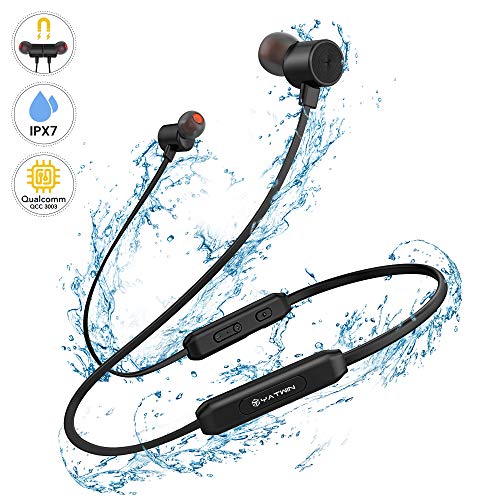 Bluetooth Kopfhörer Sport in Ear, YATWIN Bluetooth 5,0 Sportkopfhörer mit 16 Std HiFi Sound IPX7 Wasserdicht Earbuds, Magnetisches Ultraleicht Ohrhörer mit Noise Cancelling MEMS Mikrofon für Joggen